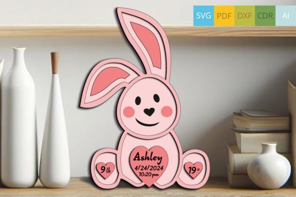 Letrero Laser Para Anunciar El Nacimiento De Un Conejito Creativo Digital